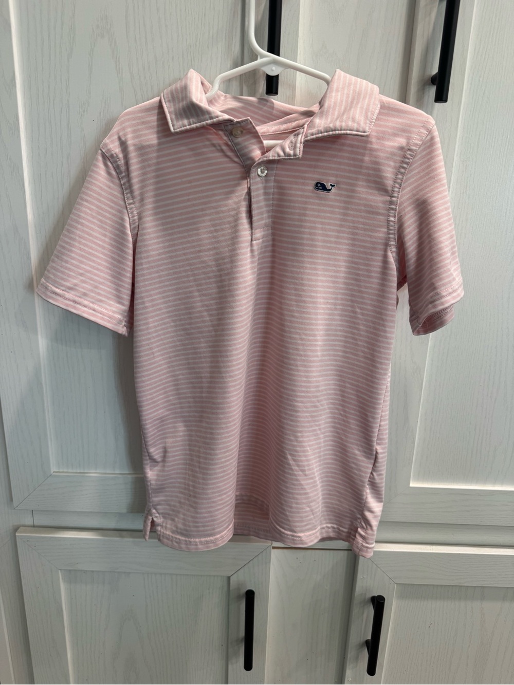 Performance Vineyard Vines Light Pink and White Striped Polo